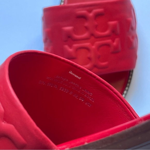 {Tory Burch} Bearberry Everly High Frequency Slide Flat Sandals - Size 9 - Picture 4 of 7